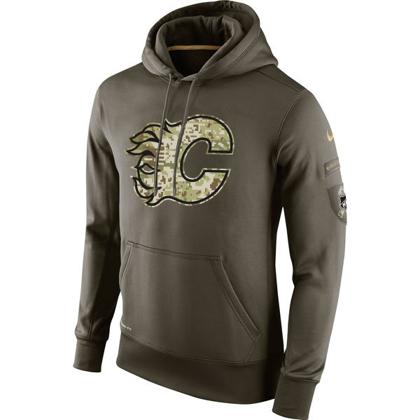 Men NHL Calgary Flames Nike Olive Salute To Service KO Performance Hoodie Green->baltimore orioles->MLB Jersey